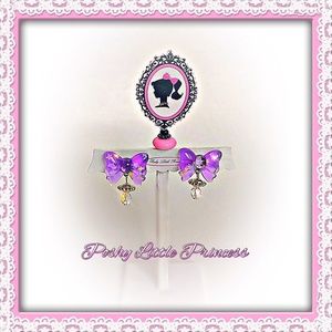 Purple Kawaii Bow Dangle Earrings